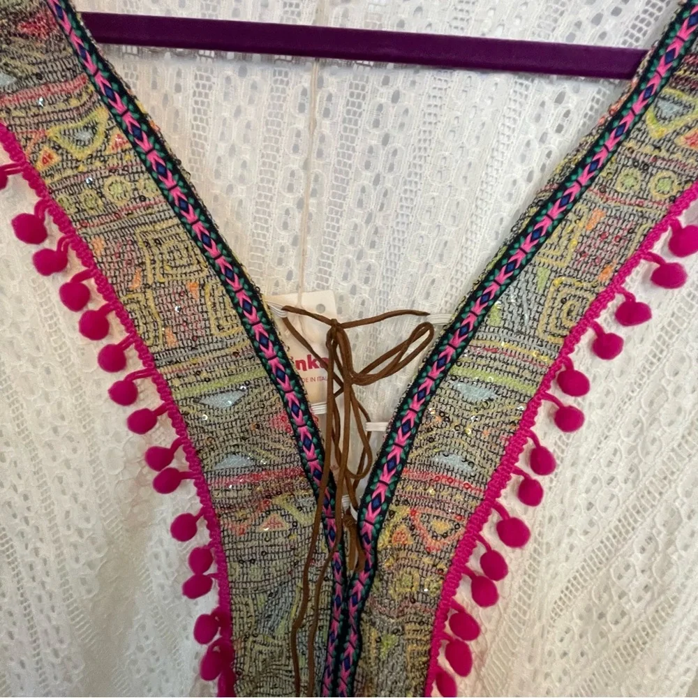 Pinka Crochet Poncho with Pink and Green Trim - Picture 3 of 4